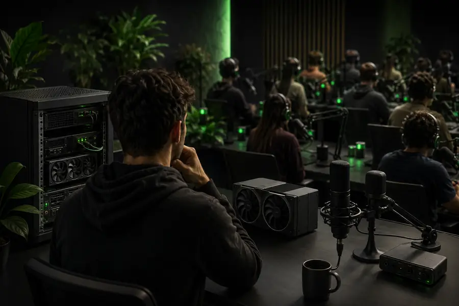 Abstract green and amber visual representing realtime AI usage planning