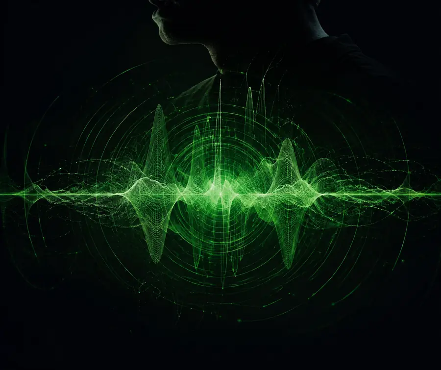 Abstract voice cloning artwork showing layered sound and identity